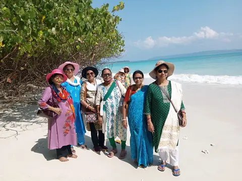 Our guests on an Andaman beach